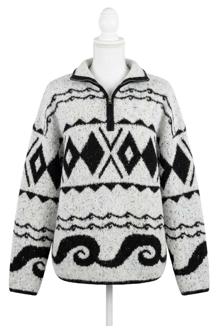 NEW LE LIS snuggle up oversized quarter zip sweater in black